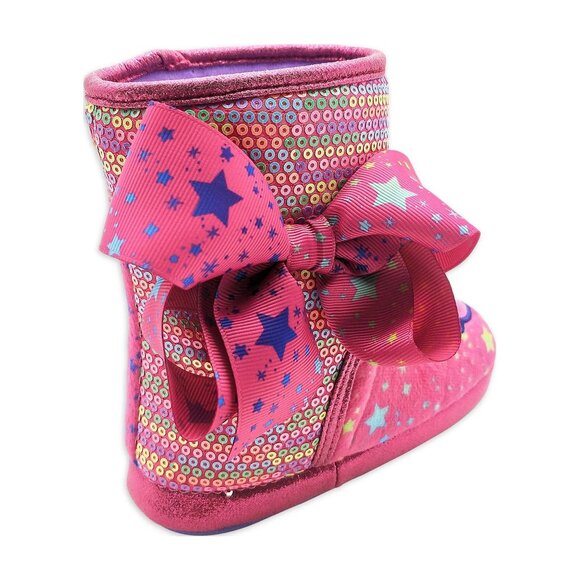 JoJo Siwa Kids Size 7/8 Bootie Slippers Bow Sequins Jojo BowBow Artwork - Picture 6 of 7